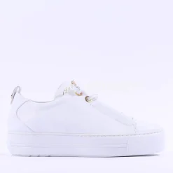 Women Paul Green Super Soft Platform Trainer - White Gold Leather