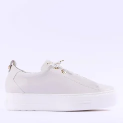 Women Paul Green Super Soft Platform Trainer - Ivory Gold Leather