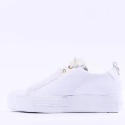 Women Paul Green Super Soft Platform Trainer - White Gold Leather