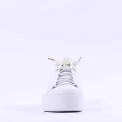 Women Paul Green Super Soft Platform Trainer - White Gold Leather