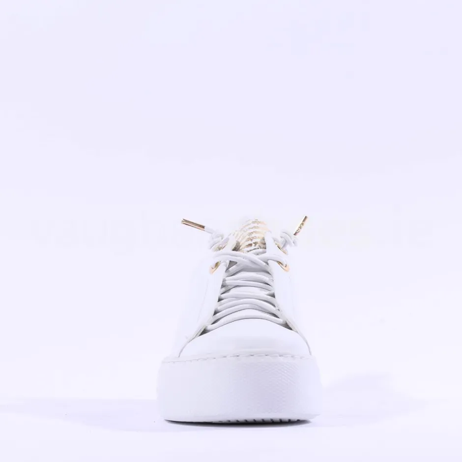 Women Paul Green Super Soft Platform Trainer - White Gold Leather