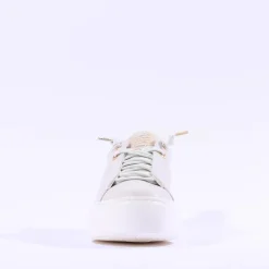 Women Paul Green Super Soft Platform Trainer - Ivory Gold Leather