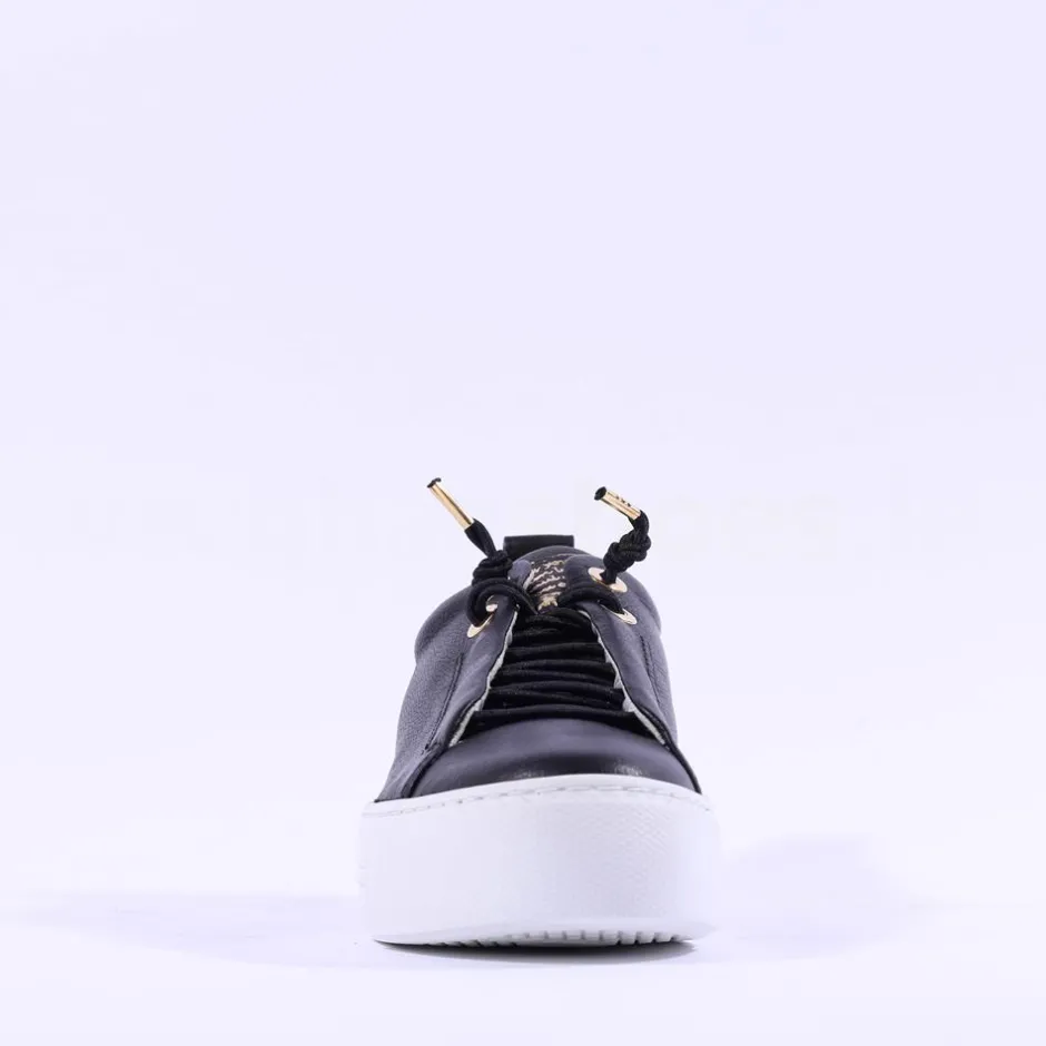 Women Paul Green Super Soft Platform Trainer - Black Gold Leather