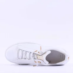 Women Paul Green Super Soft Platform Trainer - White Gold Leather