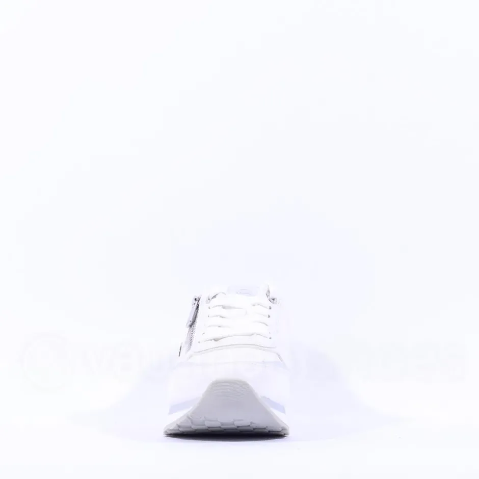 Women Tamaris Taja Side Zip Sparkle Trainer - White Silver