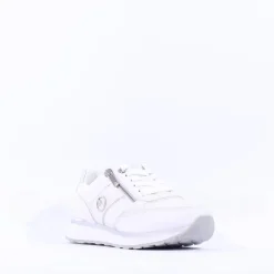 Women Tamaris Taja Side Zip Sparkle Trainer - White Silver