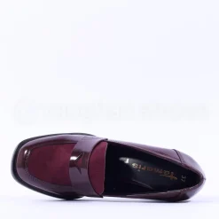 Women Tamaris Linny Stacked Block Heel Loafer - Wine Combi