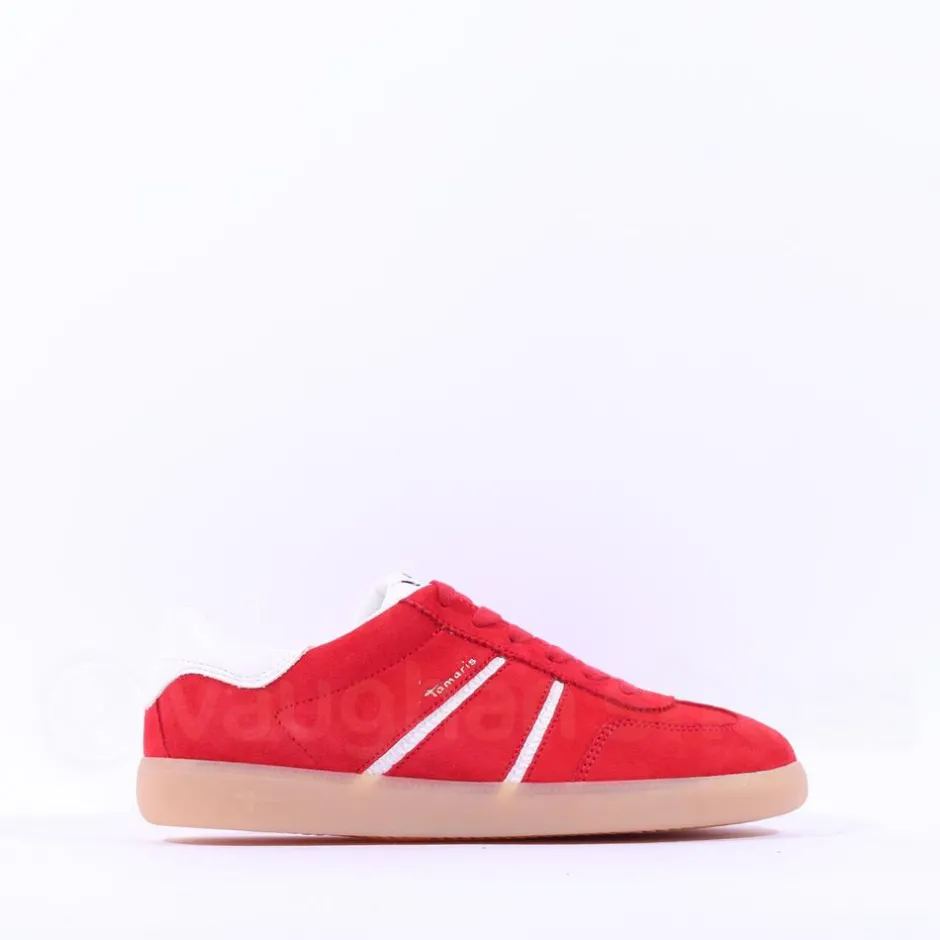 Women Tamaris Tati T Toe Laced Low Trainer - Red