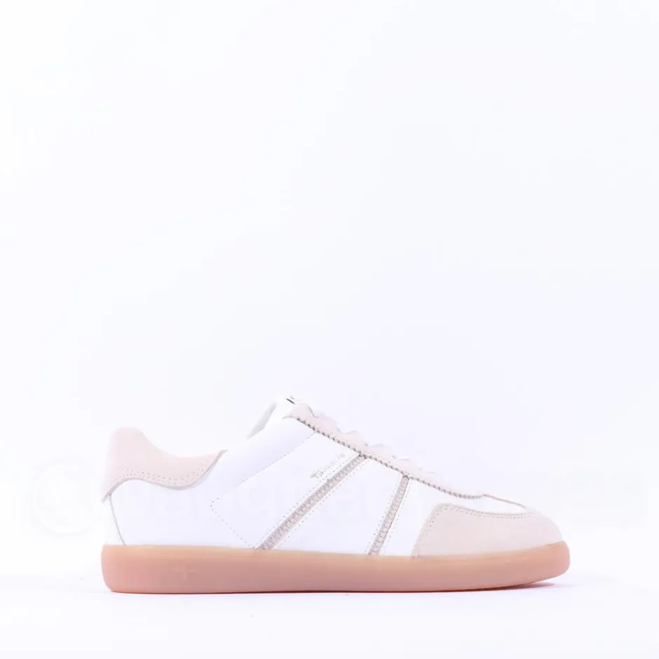 Women Tamaris Tati T Toe Laced Low Trainer - White Combi