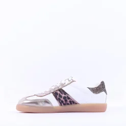 Women Tamaris Tati T Toe Laced Low Trainer - Leopard Combi