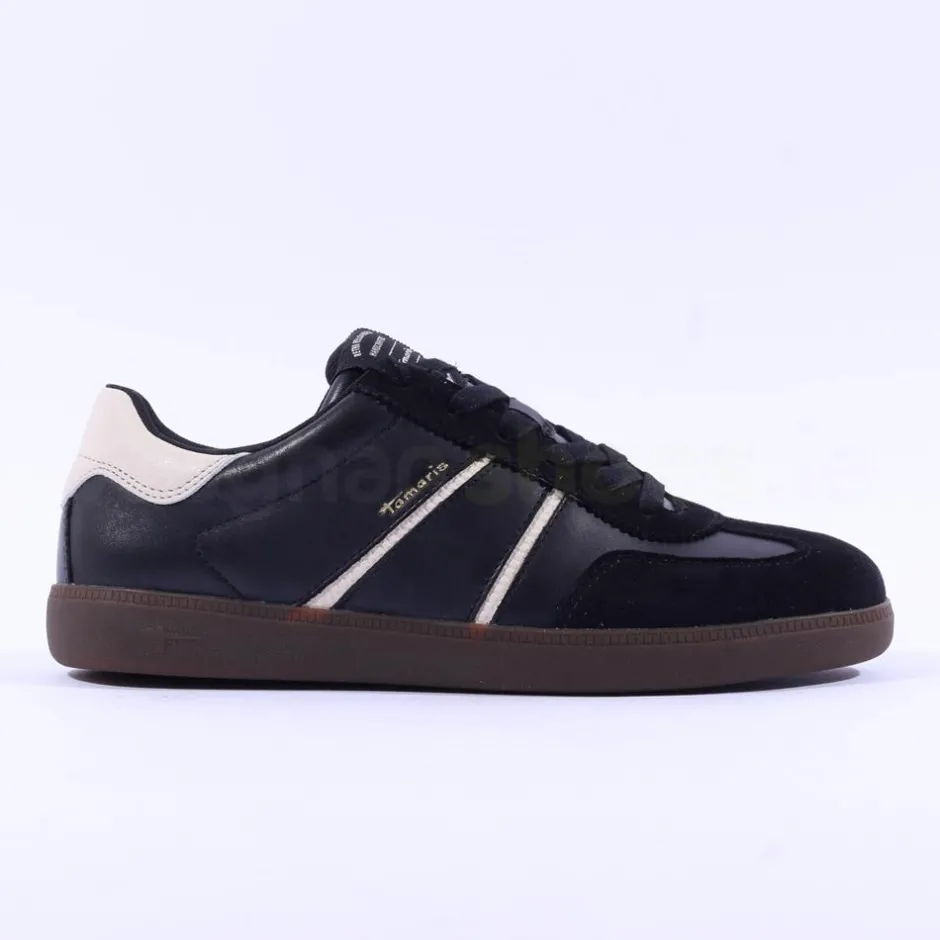 Women Tamaris Tati T Toe Laced Low Trainer - Black Combi