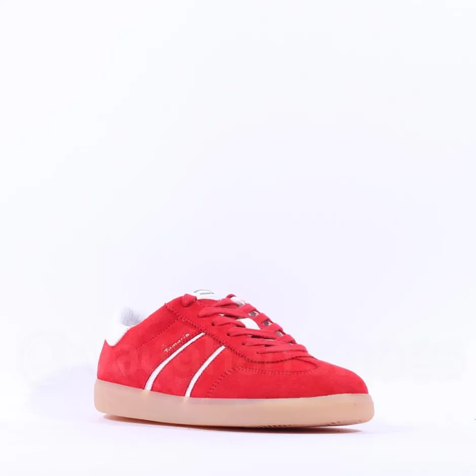 Women Tamaris Tati T Toe Laced Low Trainer - Red