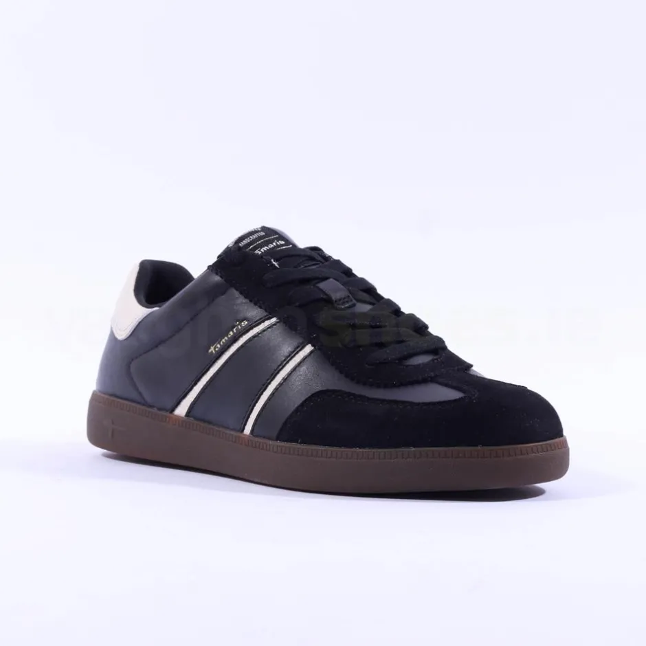Women Tamaris Tati T Toe Laced Low Trainer - Black Combi