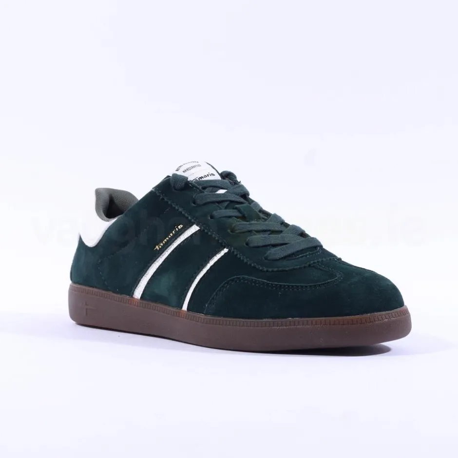 Women Tamaris Tati T Toe Laced Low Trainer - Green