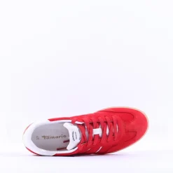 Women Tamaris Tati T Toe Laced Low Trainer - Red