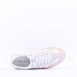 Women Tamaris Tati T Toe Laced Low Trainer - White Combi