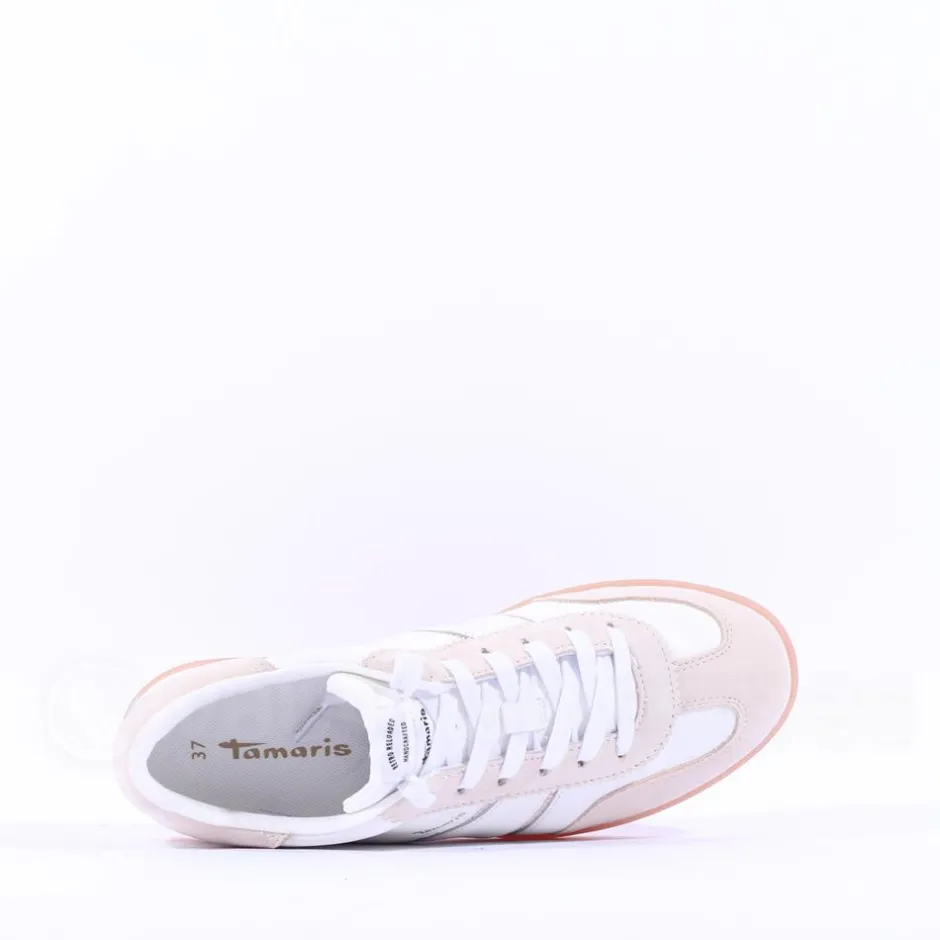 Women Tamaris Tati T Toe Laced Low Trainer - White Combi