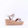 Women Gabor Teman Square Buckle Layered Sandal - Metallic Leather