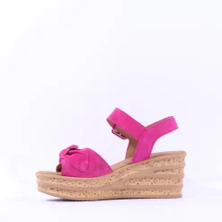 Women Gabor Teman Square Buckle Layered Sandal - Pink Suede
