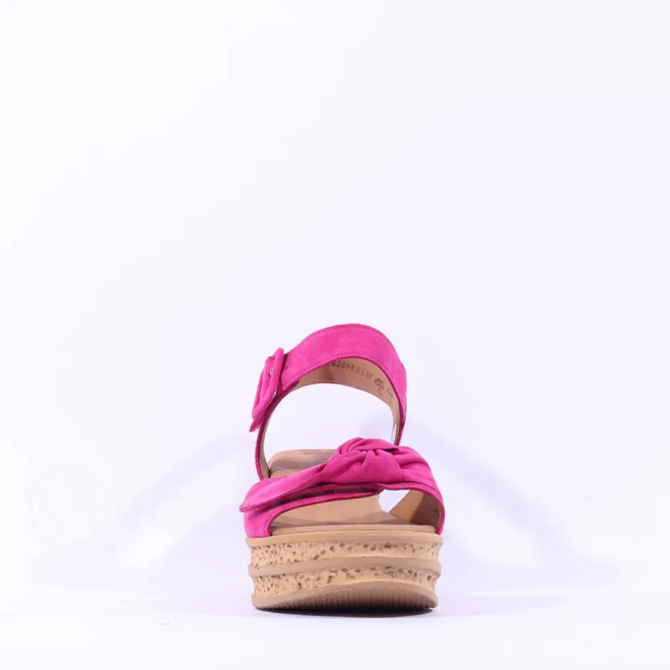 Women Gabor Teman Square Buckle Layered Sandal - Pink Suede