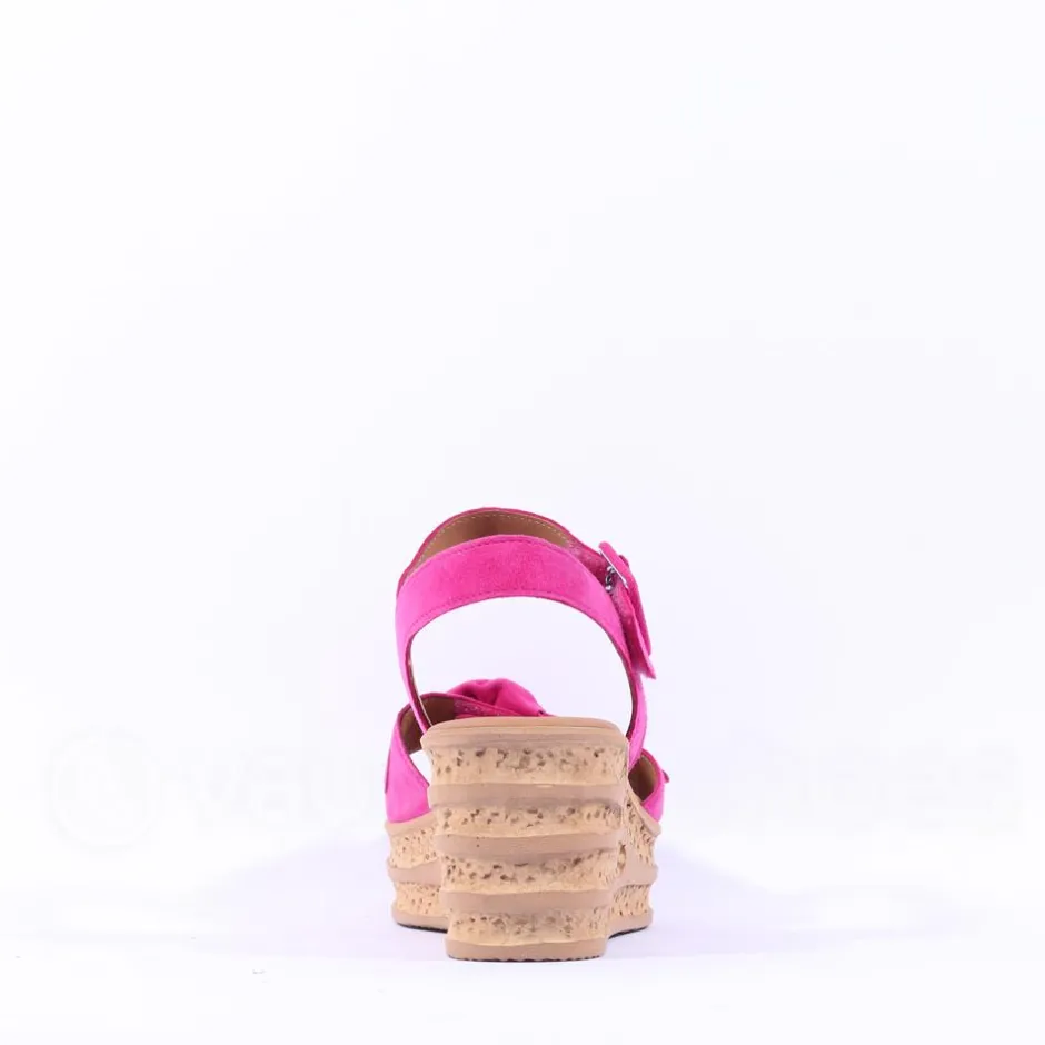 Women Gabor Teman Square Buckle Layered Sandal - Pink Suede