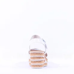 Women Gabor Teman Square Buckle Layered Sandal - White Leather