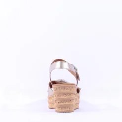 Women Gabor Teman Square Buckle Layered Sandal - Metallic Leather