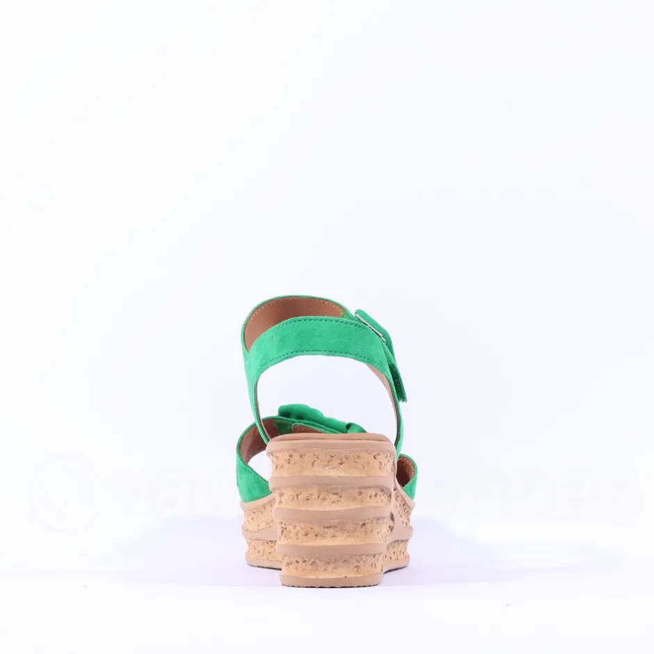 Women Gabor Teman Square Buckle Layered Sandal - Green Suede