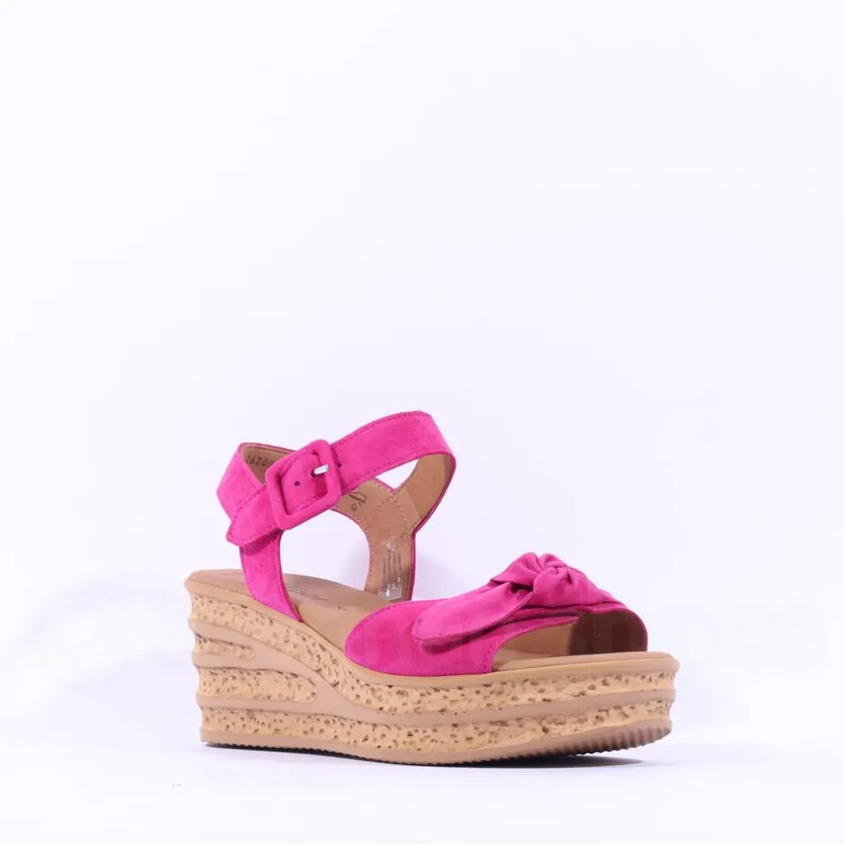 Women Gabor Teman Square Buckle Layered Sandal - Pink Suede