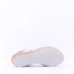 Women Gabor Teman Square Buckle Layered Sandal - White Leather
