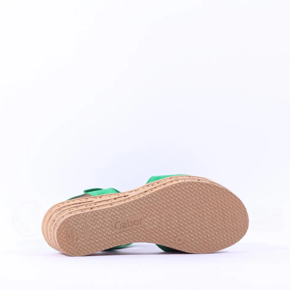 Women Gabor Teman Square Buckle Layered Sandal - Green Suede