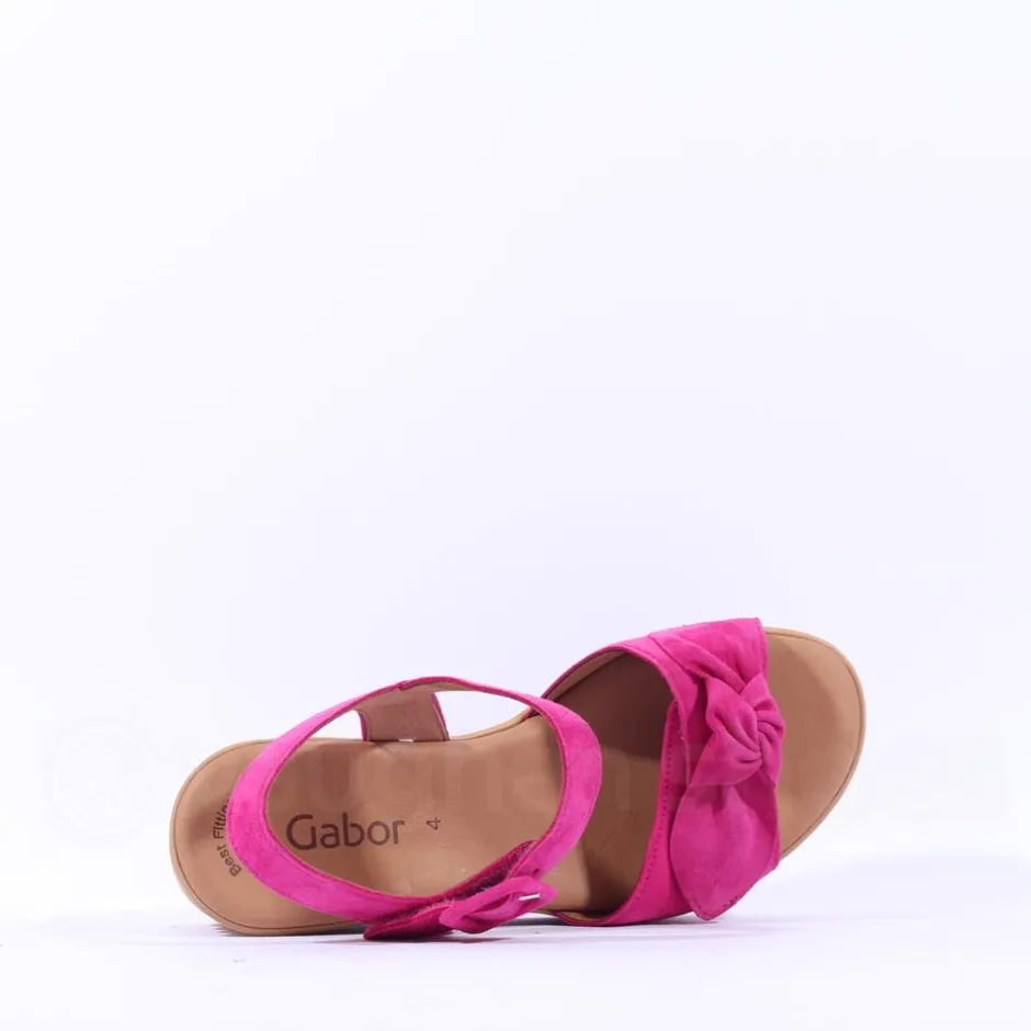 Women Gabor Teman Square Buckle Layered Sandal - Pink Suede