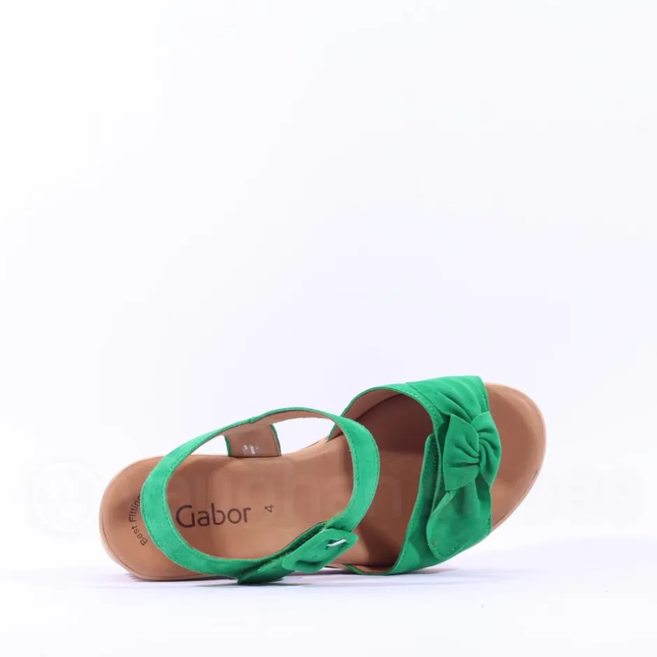 Women Gabor Teman Square Buckle Layered Sandal - Green Suede
