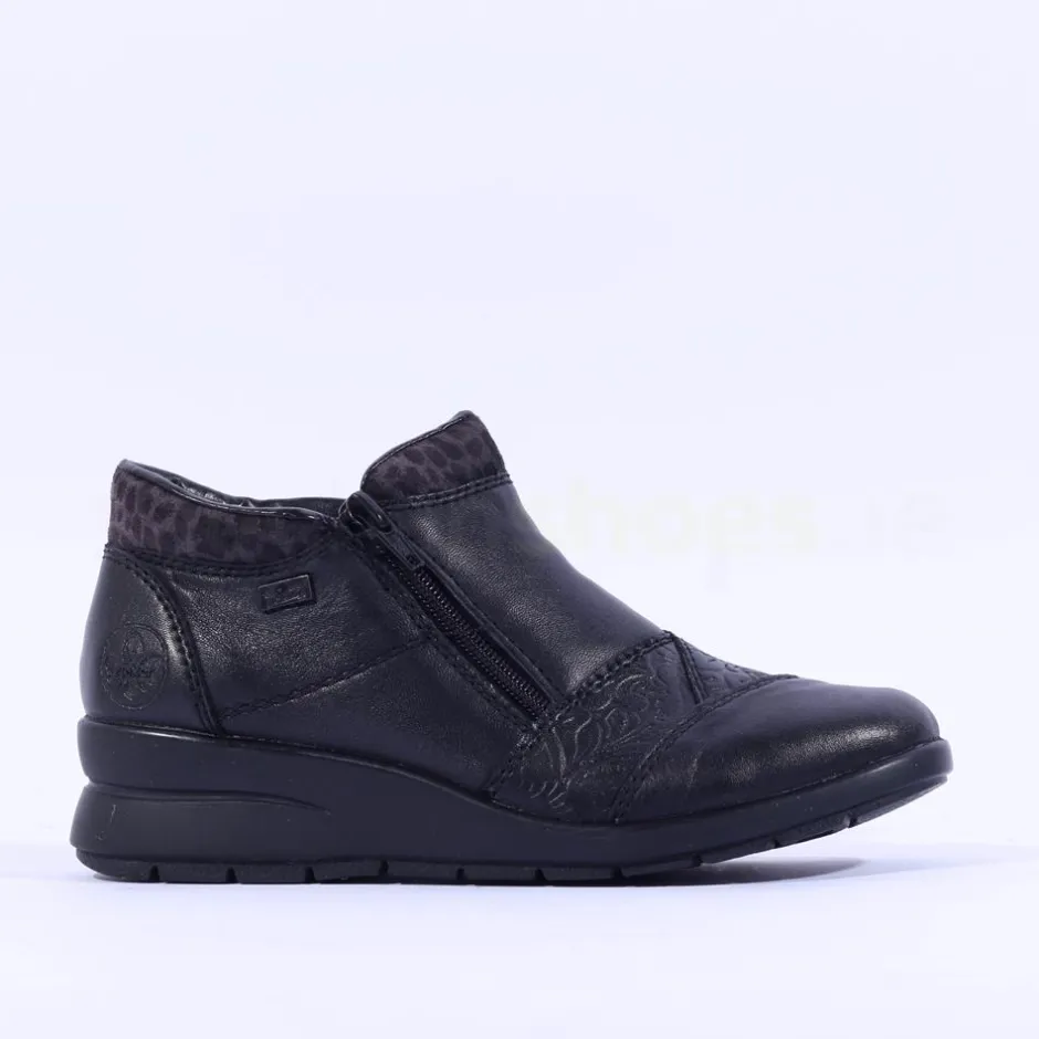 Women Rieker Tex Twin Zip Shoe - Black Combi