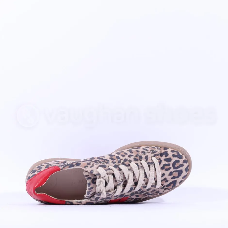 Women Paul Green Thick Gumsole Trainer - Red Leopard