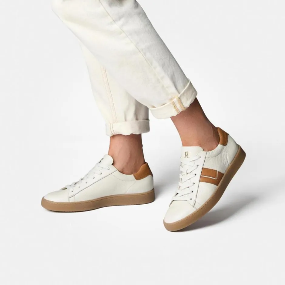 Women Paul Green Thick Gumsole Trainer - White Tan