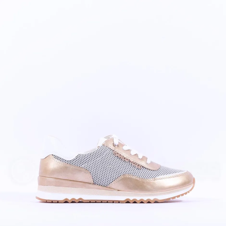 Women Marco Tozzi Torsa Bungee Lace Trainer - White Gold