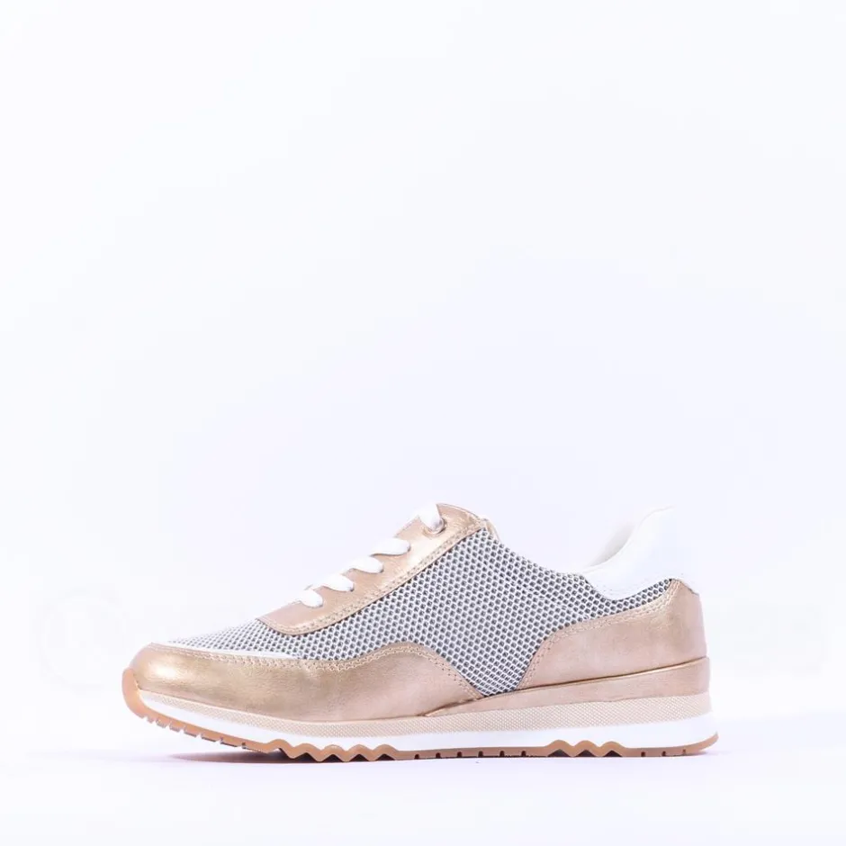 Women Marco Tozzi Torsa Bungee Lace Trainer - White Gold