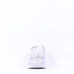 Women Marco Tozzi Torsa Bungee Lace Trainer - White Silver