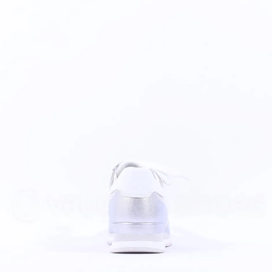 Women Marco Tozzi Torsa Bungee Lace Trainer - White Silver