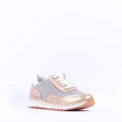 Women Marco Tozzi Torsa Bungee Lace Trainer - White Gold