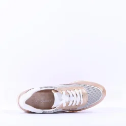 Women Marco Tozzi Torsa Bungee Lace Trainer - White Gold