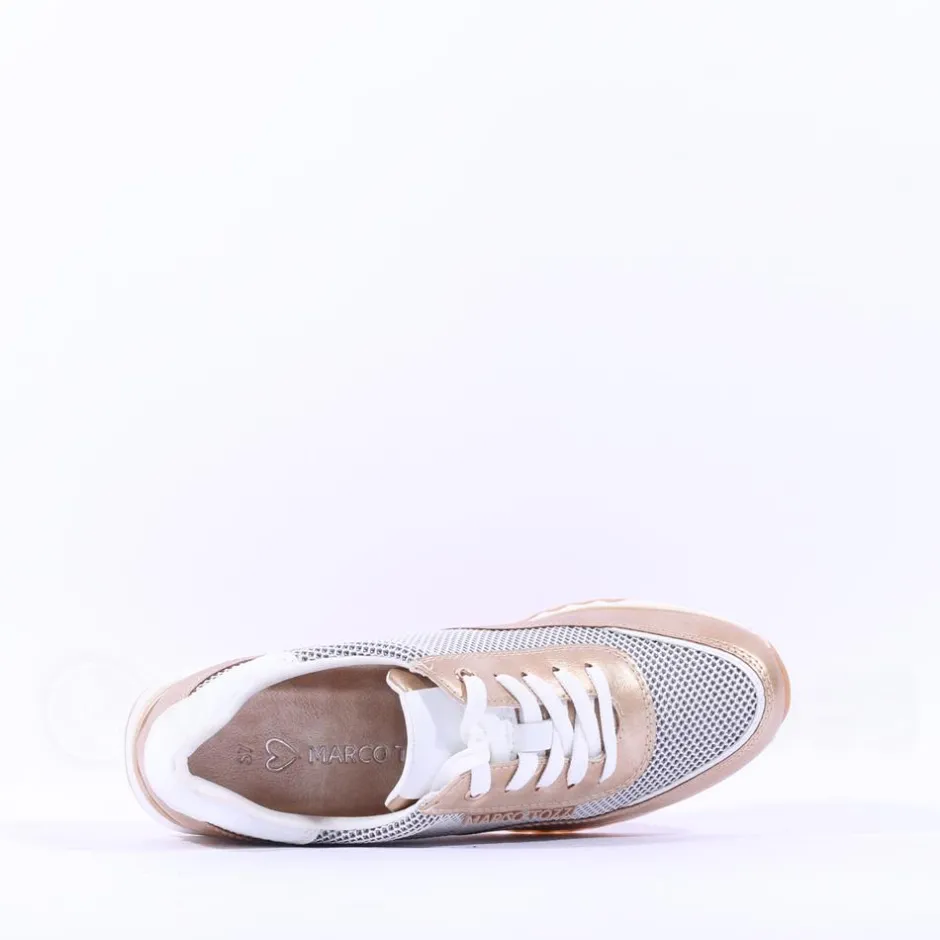 Women Marco Tozzi Torsa Bungee Lace Trainer - White Gold
