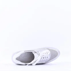 Women Marco Tozzi Torsa Bungee Lace Trainer - White Silver