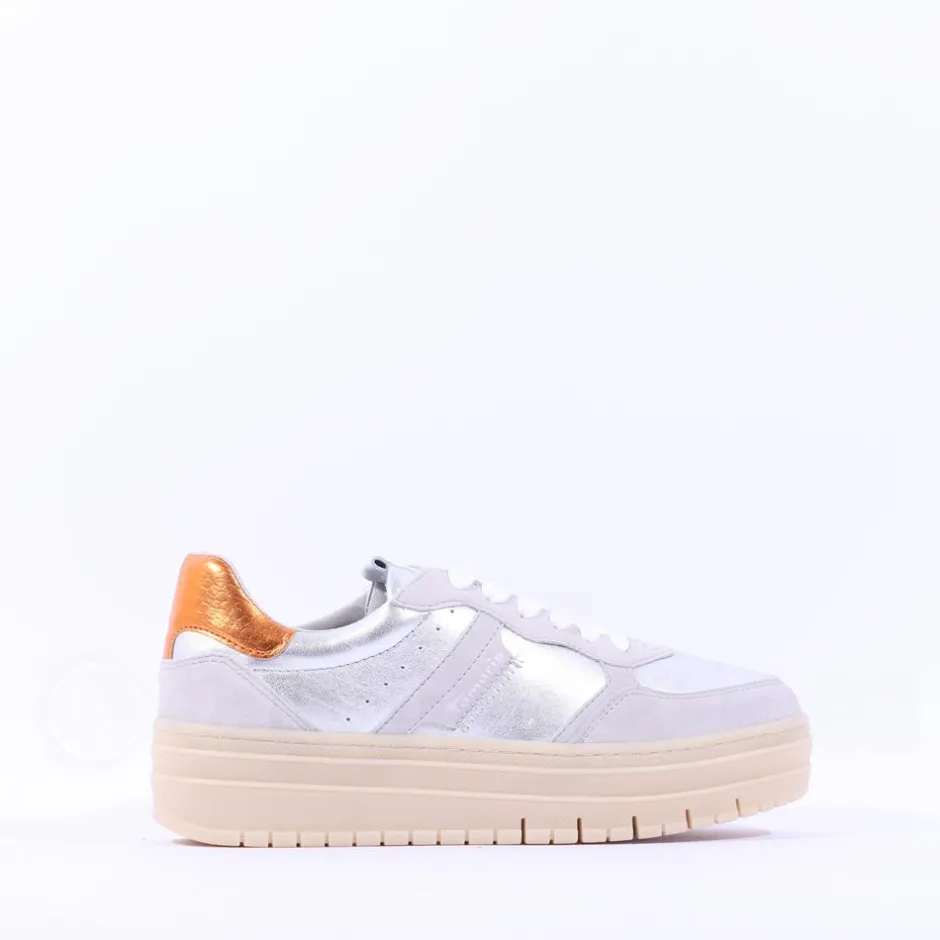 Women Tamaris Triple Platform Bold Trainer - Silver