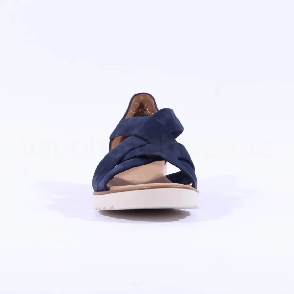 Women Gabor Truth Cross Low Wedge Sandal - Navy Suede