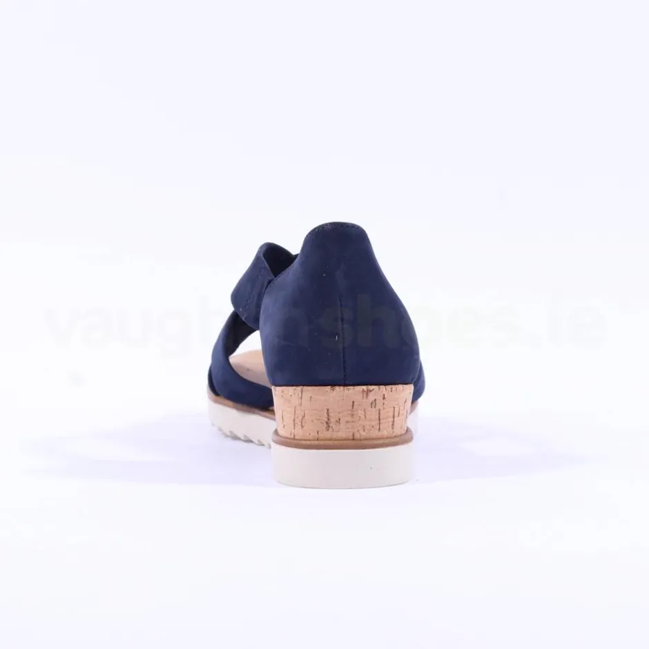 Women Gabor Truth Cross Low Wedge Sandal - Navy Suede