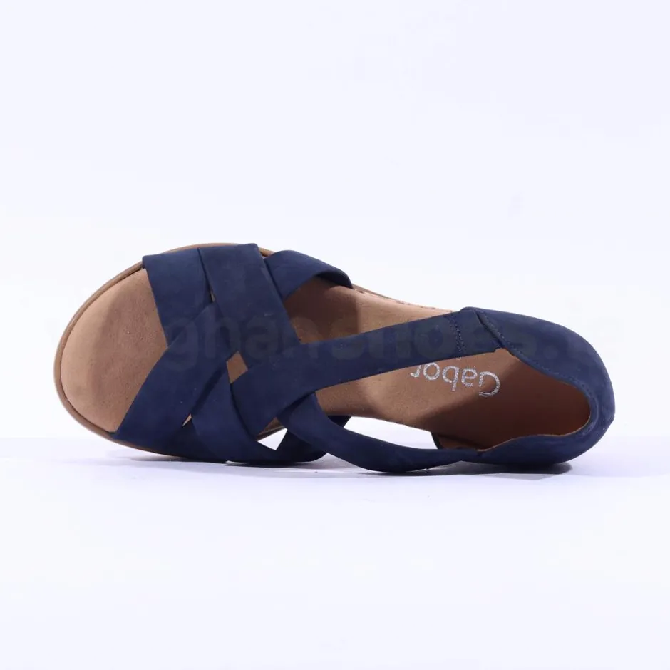 Women Gabor Truth Cross Low Wedge Sandal - Navy Suede