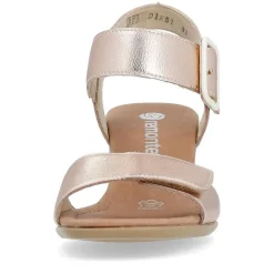 Women Remonte Twin Velcro Block Heel Sandal - Pink Metallic