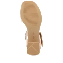 Women Remonte Twin Velcro Block Heel Sandal - Pink Metallic
